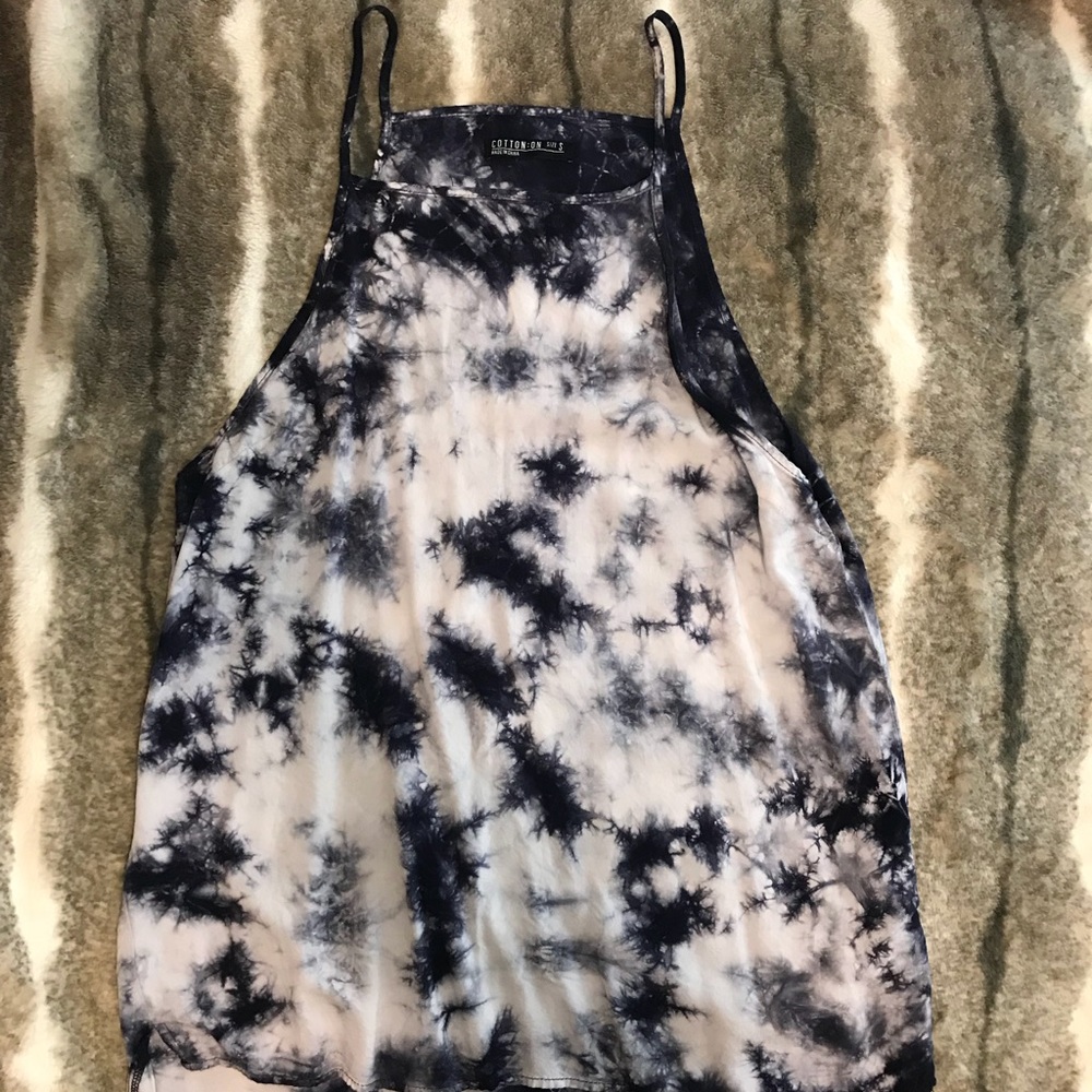 Navy Blue + White Tie Dye tank dress